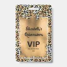 Elegant Leopard Quinceañera Einladung VIP Pass