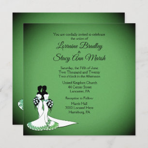 Elegant Lesbian Wedding Invitation Emerald Einladung