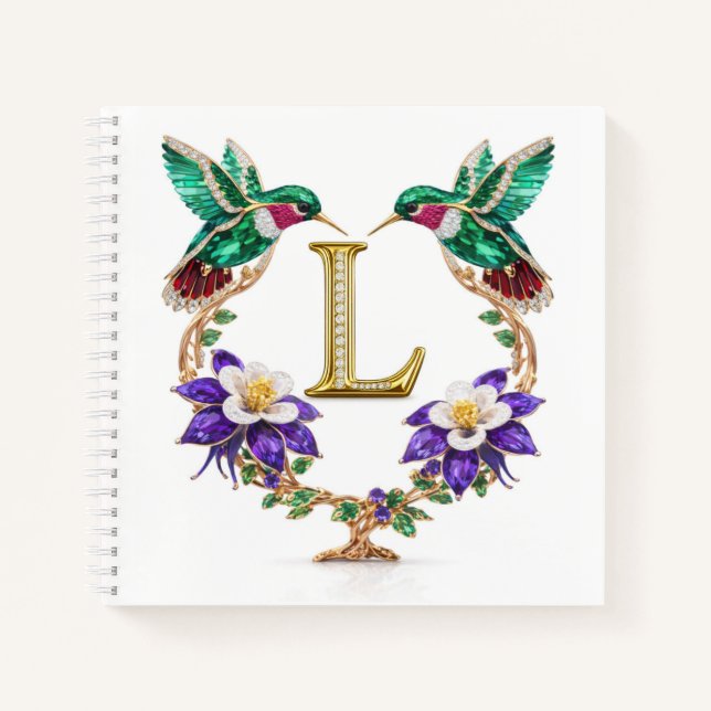 Elegant Letter L Wedding Planner Hummingbird  Notizbuch (Vorderseite)