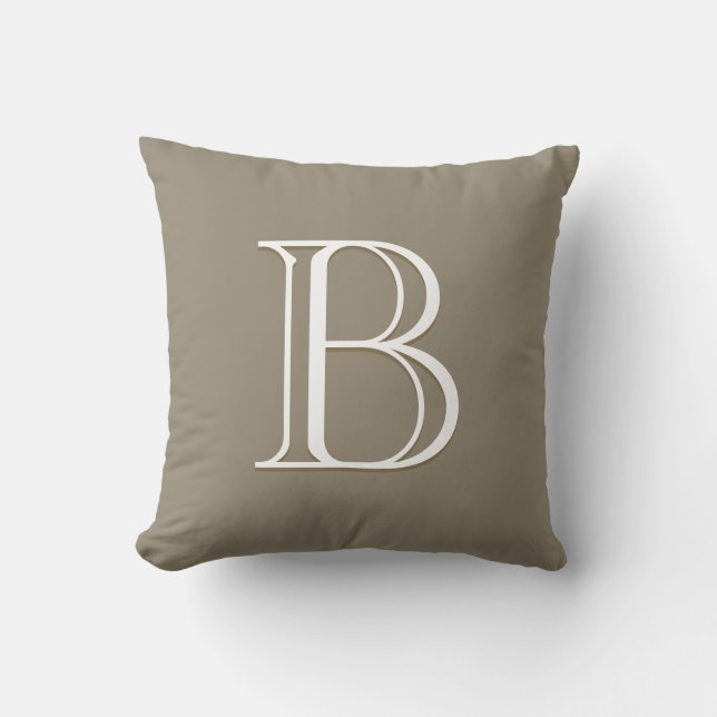 Elegant Letter Monogram Initial Chic Mocha Brown Kissen (Vorderseite)