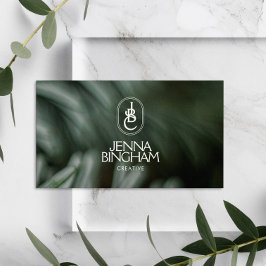 Elegant Lettering Monogram Logo Dark Green Photo Visitenkarte