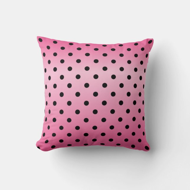 Elegant leuchtende rosa und schwarze Polka-Punkte Kissen (Vorderseite)