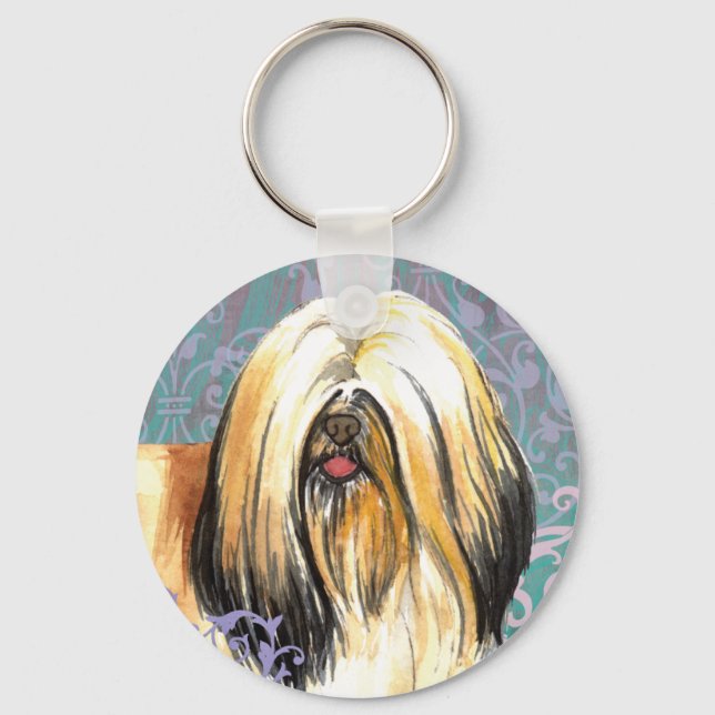 Elegant Lhasa Apso Schlüsselanhänger (Vorderseite)