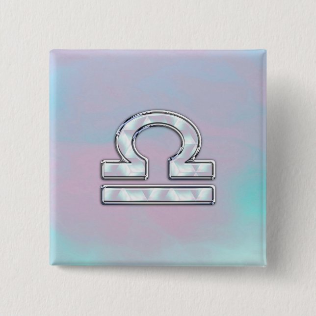 Elegant Libra Zodiac Sign Mother of Pearl Style Button (Vorderseite)