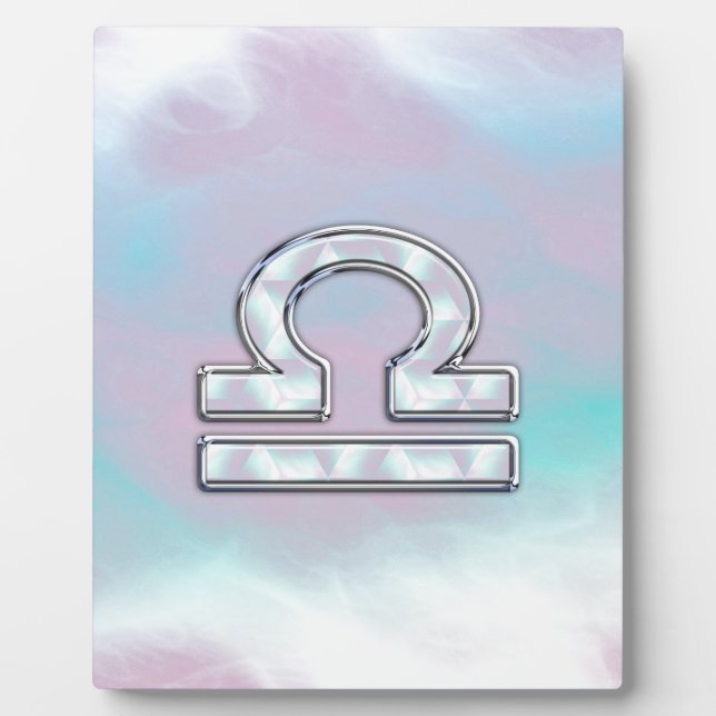 Elegant Libra Zodiac Sign Mother of Pearl Style Fotoplatte (Vorderseite)