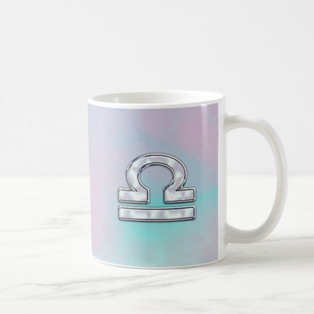 Elegant Libra Zodiac Sign Mother of Pearl Style Kaffeetasse (Rechts)