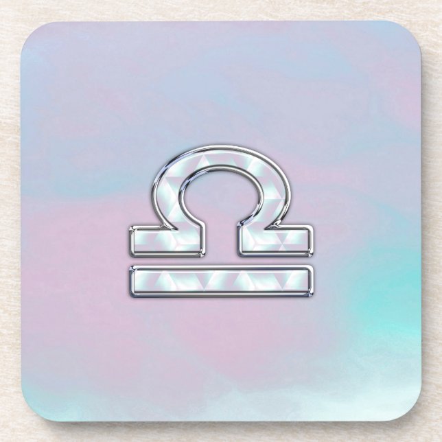 Elegant Libra Zodiac Sign Mother of Pearl Style Untersetzer (Vorderseite)