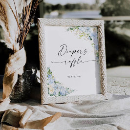 Elegant Light Blue Baby Shower Diapers Raffle Sign Sockelschild