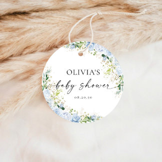 Elegant Light Blue Baby Shower Favor Tags Geschenkanhänger