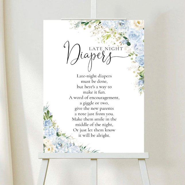Elegant Light Blue Baby Shower Poster (Von Creator hochgeladen)