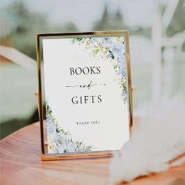 Elegant Light Blue Books And Gifts Sign Sockelschild