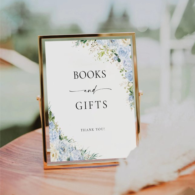 Elegant Light Blue Books And Gifts Sign Sockelschild (Von Creator hochgeladen)