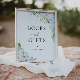 Elegant Light Blue Books And Gifts Sign Sockelschild