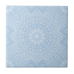 Elegant Light Blue Mandala Fliese