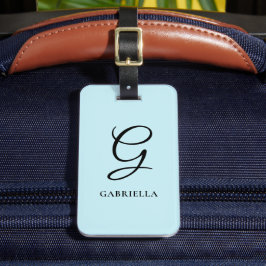 Elegant Light Blue Monogram Personalisiert Gepäckanhänger