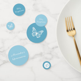 Elegant Light Blue Quinceañera - Schmetterling Konfetti