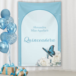 Elegant Light Blue Quinceñera - Begrüßungszeichen Banner