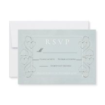 Elegant Light Blue Wedding RSVP Menü Choices