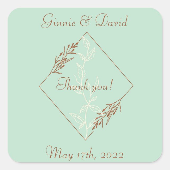 Elegant Light Blue Wedding Stickers (Vorderseite)