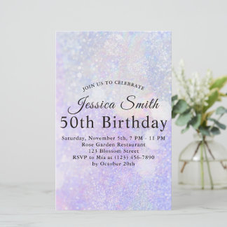 Elegant Light lila glitterte Geburtstagseinladung