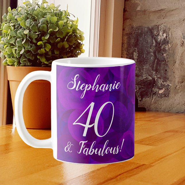 Elegant Lila 40 und Fabelous Jahr Personalisiert Kaffeetasse (Von Creator hochgeladen)