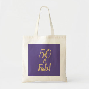Elegant Lila "50 & Fab!" 50. Geburtstagsparty Tragetasche