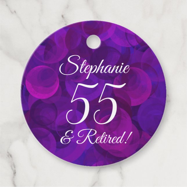 Elegant Lila 55 und Rentenersatz Geschenkanhänger (Vorderseite)