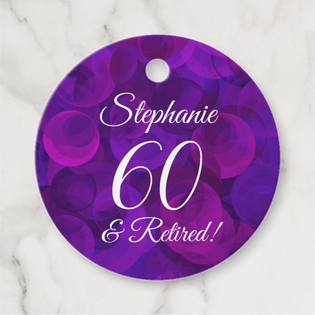 Elegant Lila 60 und Rentenersatz Geschenkanhänger (Vorderseite)