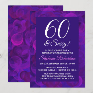 Elegant Lila 60 und Sassy Birthday Party Einladung
