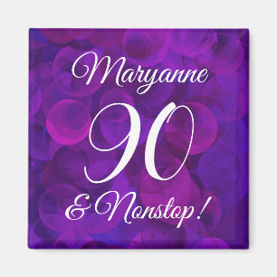 Elegant Lila 90 und Nonstop Geburtstagsparty Magnet