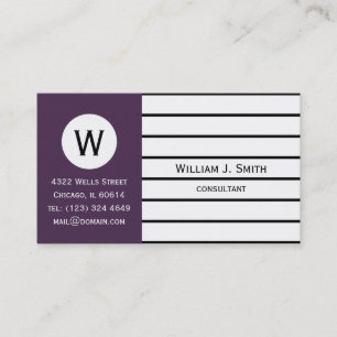 Elegant Lila, Acai Violett Monogramm Professional Visitenkarte