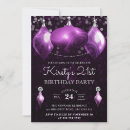 Elegant Lila Agate Baubles 21. Geburtstag Einladung