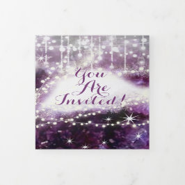 Elegant Lila Amethyst Crystal Geode Wedding Tri Dreifach Gefaltete Einladung