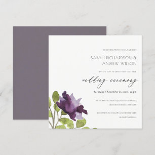 ELEGANT LILA BLAUER WATERCOLOR BLUMENHOCHZEIT EINLADUNG