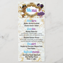 Elegant Lila | Blue African Gender Reveal Foto Menükarte