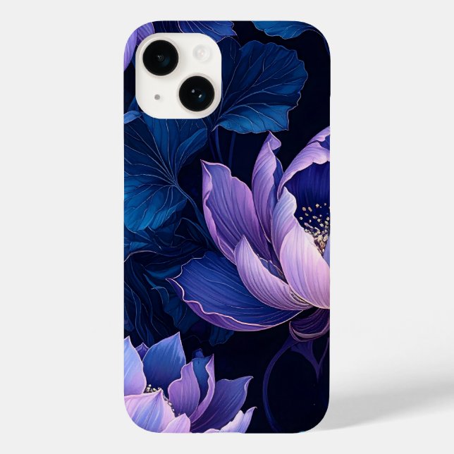 Elegant Lila Blue Lotus iPhone Case (Rückseite)