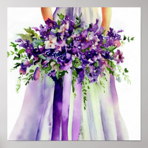 Elegant Lila, Bridal Cascading Bouquet 1, Poster