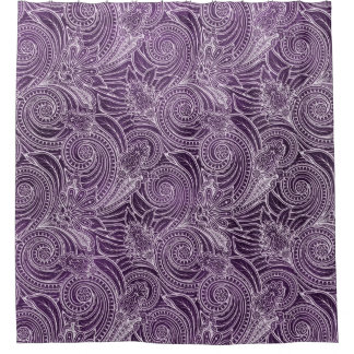Elegant Lila Damasks Duschvorhang