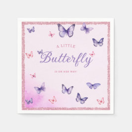 Elegant lila Eine kleine Butterfly Girl Babydusche Serviette