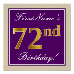 Elegant, Lila, Falsches Gold 72. Geburtstag + Name Poster
