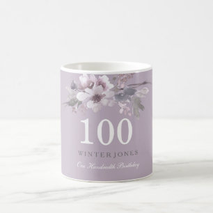 Elegant Lila Floral 100. Geburtstagsparty Geschenk Tasse