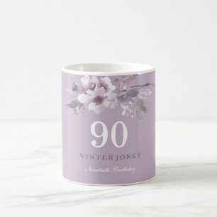 Elegant Lila floral 90. Geburtstagsparty Geschenk Tasse