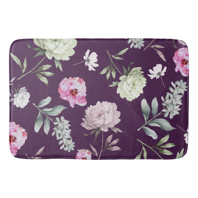 Elegant Lila floral Badematte (Vorderseite)