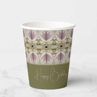 Elegant Lila floral Gemustert Pappbecher