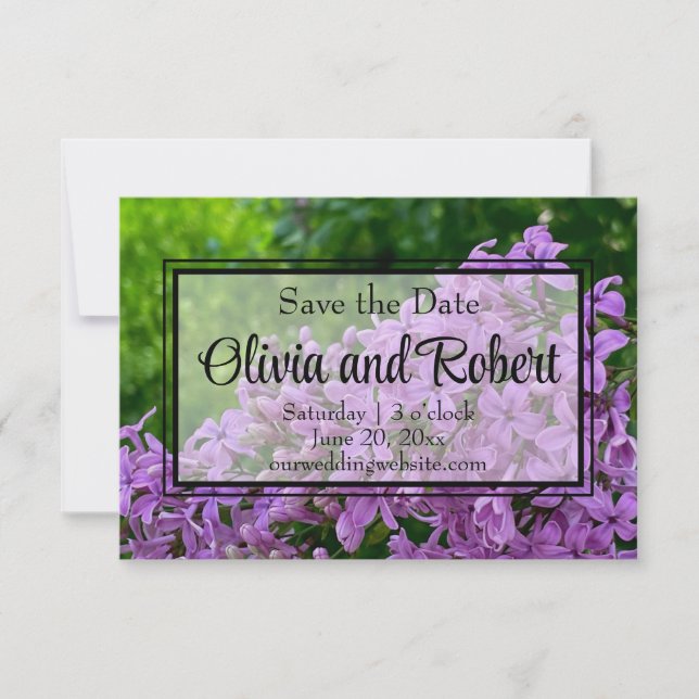 Elegant lila floral Lilac Save the Date (Vorderseite)