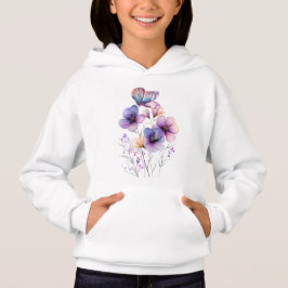 Elegant lila Frühlingsblumen & Schmetterling Hoodie