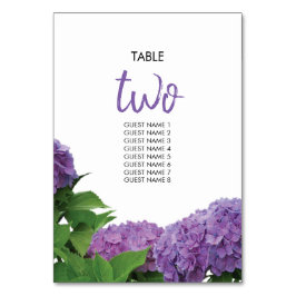 Elegant Lila Hydrangea Wedding Guest Names Tischnummer
