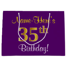 Elegant, Lila, Imitate Gold 35. Geburtstag + Name