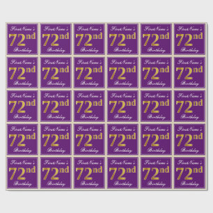 Elegant, Lila, Imitate Gold 72. Geburtstag + Name Geschenkpapier