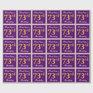 Elegant, Lila, Imitate Gold 73. Geburtstag + Name Geschenkpapier